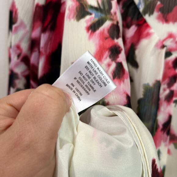 Rose + Olive Floral Sheer Blouse Plus Size 1X Boho Romantic Peasant Top Spring - Picture 6 of 7